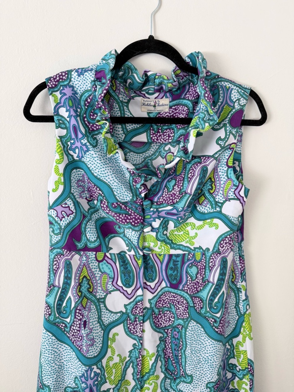 Vintage Hukilau Fashions Authentic Hawaiian Maxi Dress Size M
Teal Purpl Paisley - Picture 3 of 13